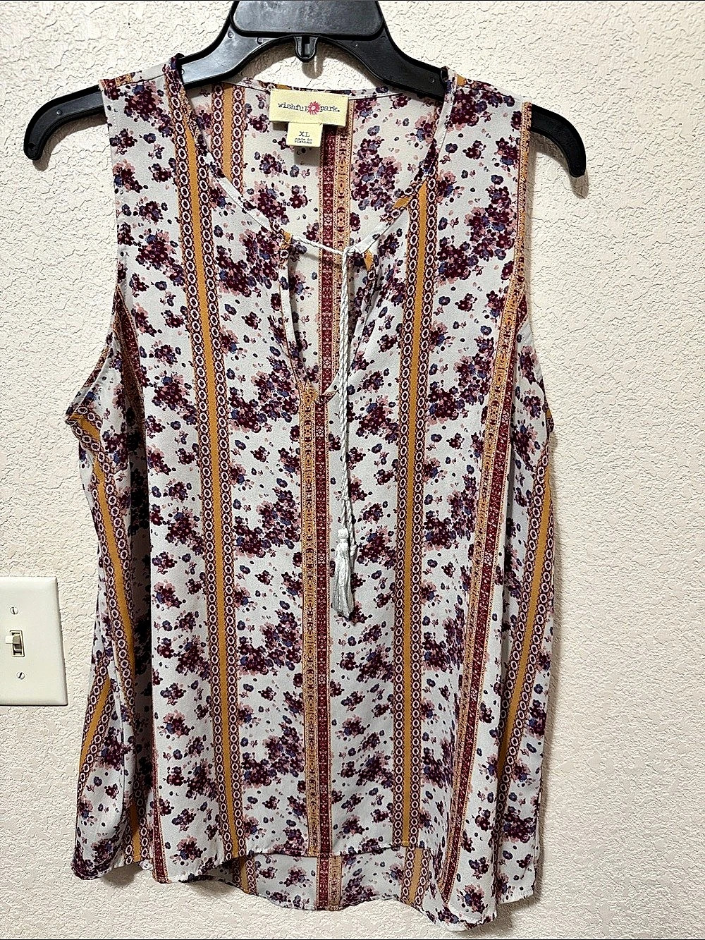wishful park Floral Blouse in Cream & Purple Size XL